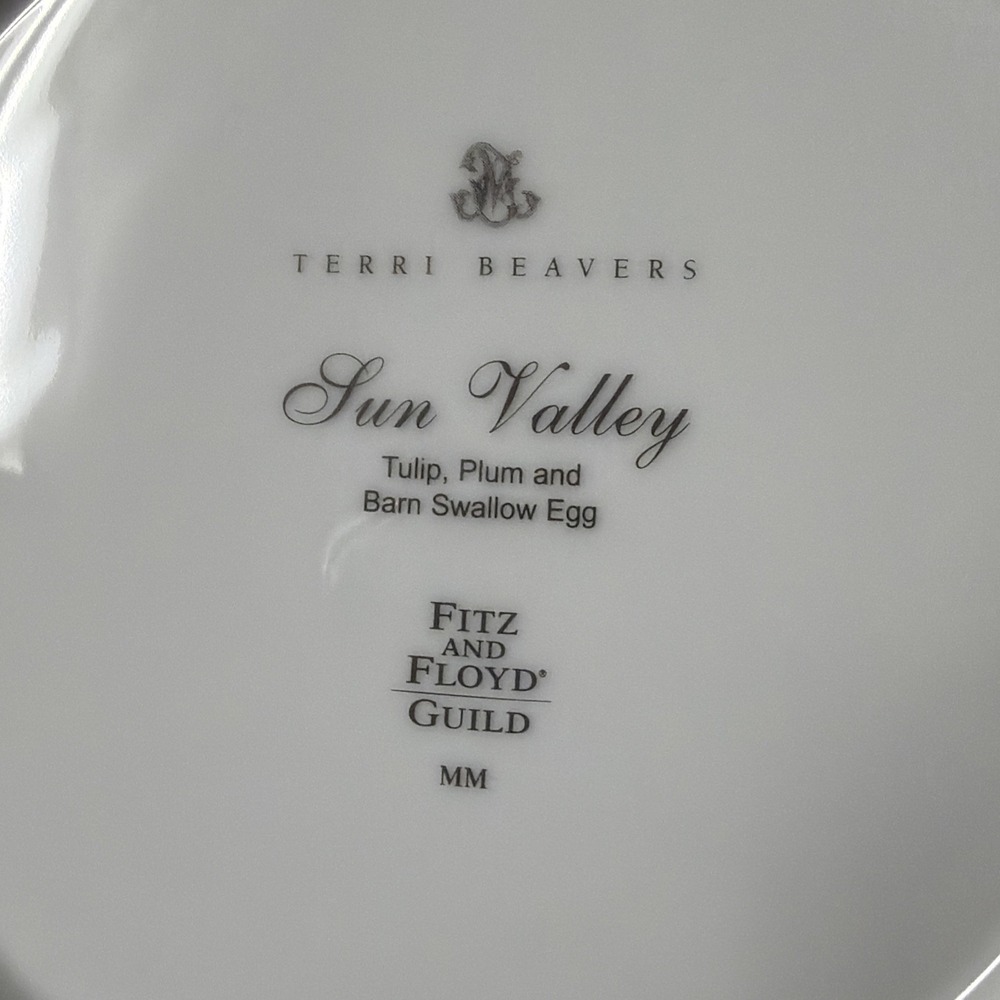 Fitz & Floyd Terri Beavers Sun Valley Set Of 3 Iris And Peach Tulip Plum Rose - Picture 7 of 8